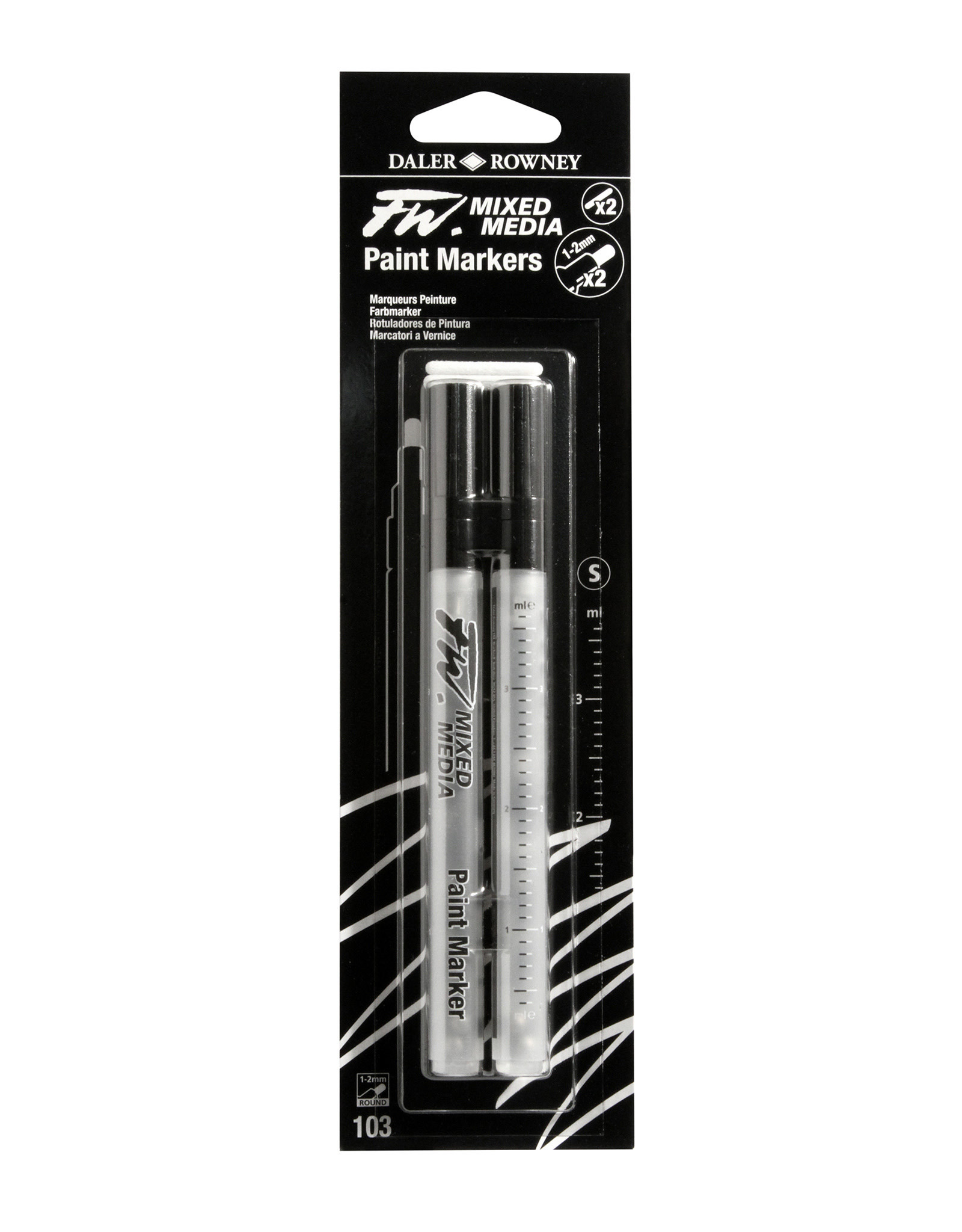 Daler-Rowney Daler-Rowney FW Paint Marker Set of 2, 1-2mm Round Nib, Small Barrel