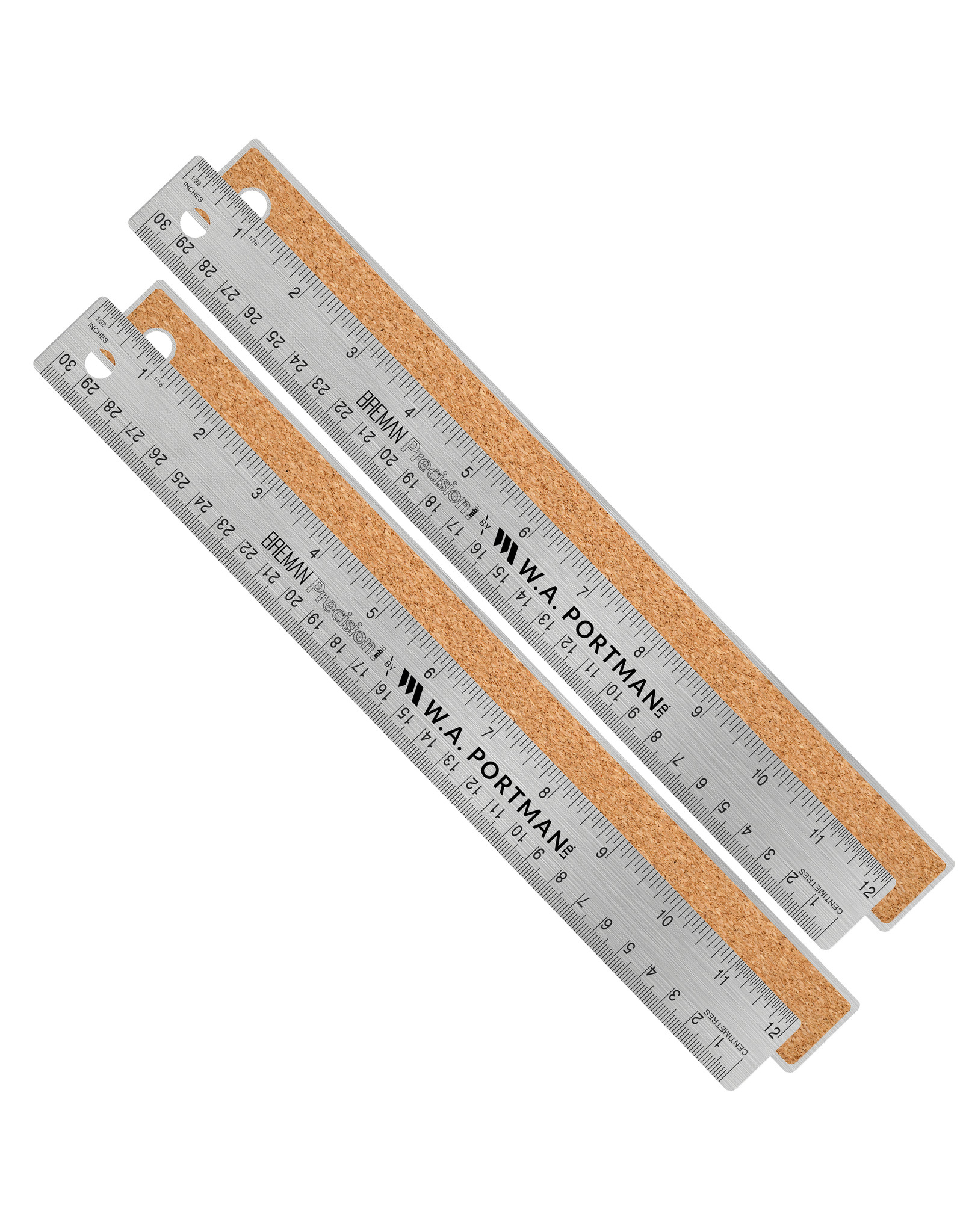 W.A. Portman WA Portman 12" Stainless Cork Back Ruler 2pk