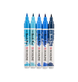 Royal Talens Ecoline Watercolour Brushpen, Blue Set of 5