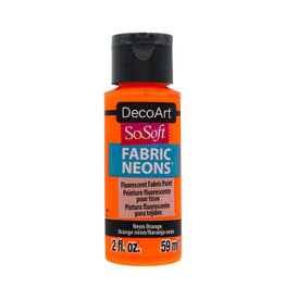 DecoArt DecoArt SoSoft Fabric Acrylics Neons, Neon Orange 2oz
