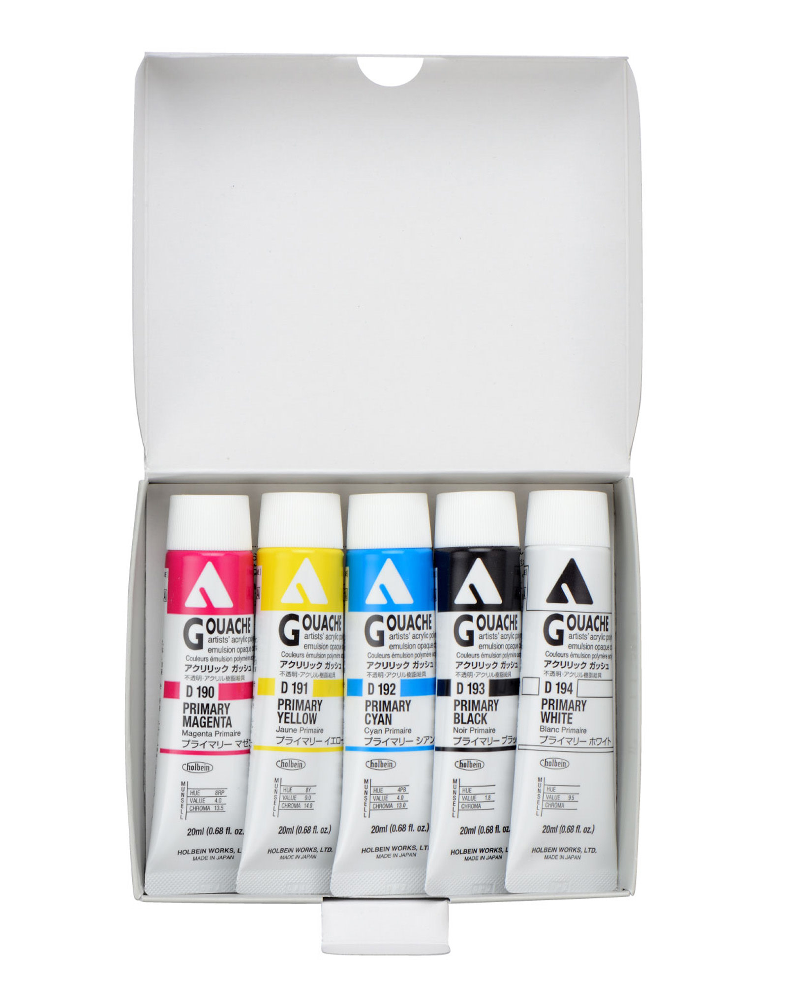 Holbein Acryla Gouache, Primary Mixing Colors Set of 5 - The Art