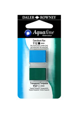 Daler-Rowney Aquafine Watercolor Half Pans, Coeruleum Hue/Transparent Turquoise