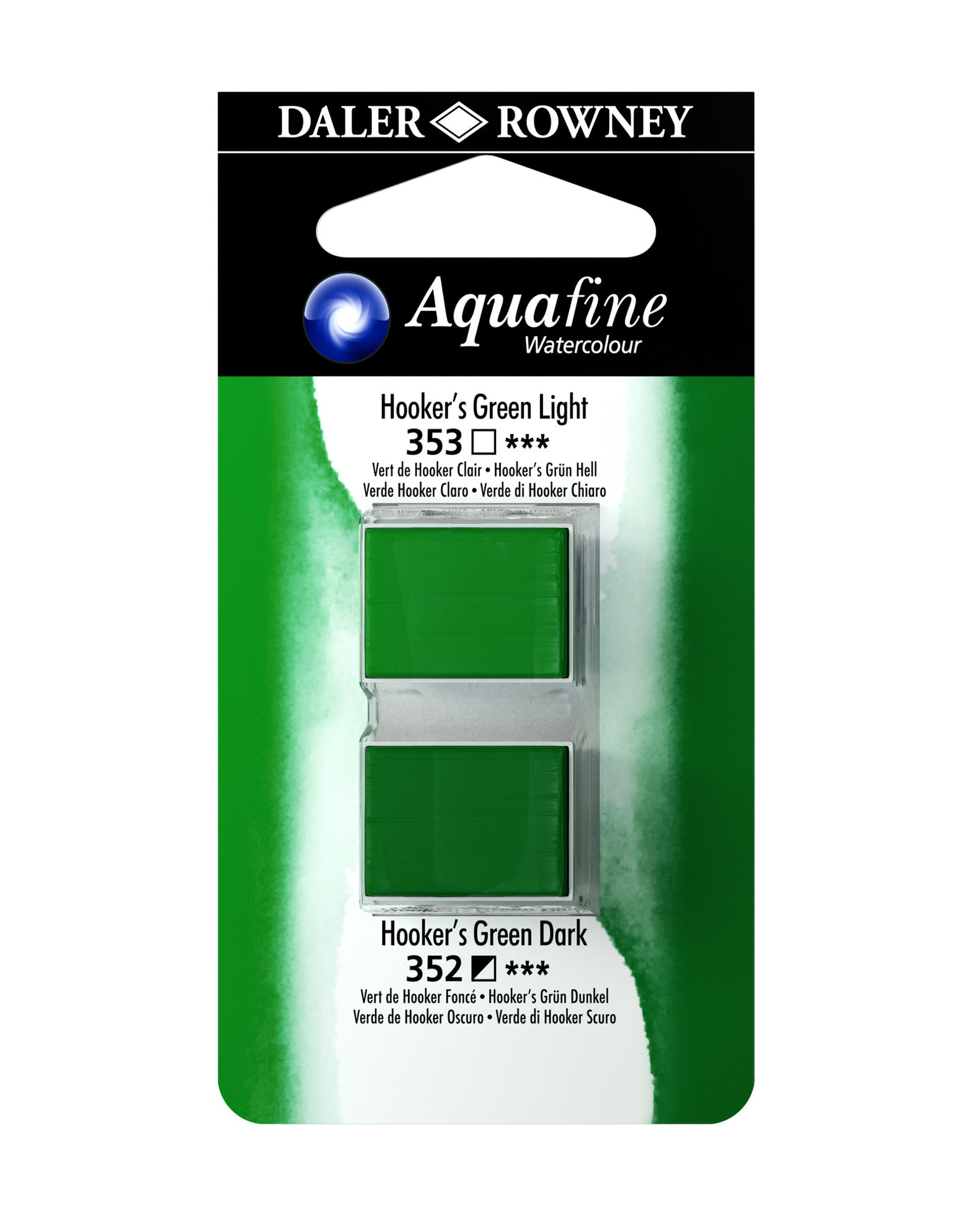 Aquafine Watercolor Half Pans, Hooker’s Green Light/Hooker’s Green Dark