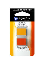 Daler-Rowney Aquafine Watercolor Half Pans, Indian Yellow Hue/Cadmium Orange Hue