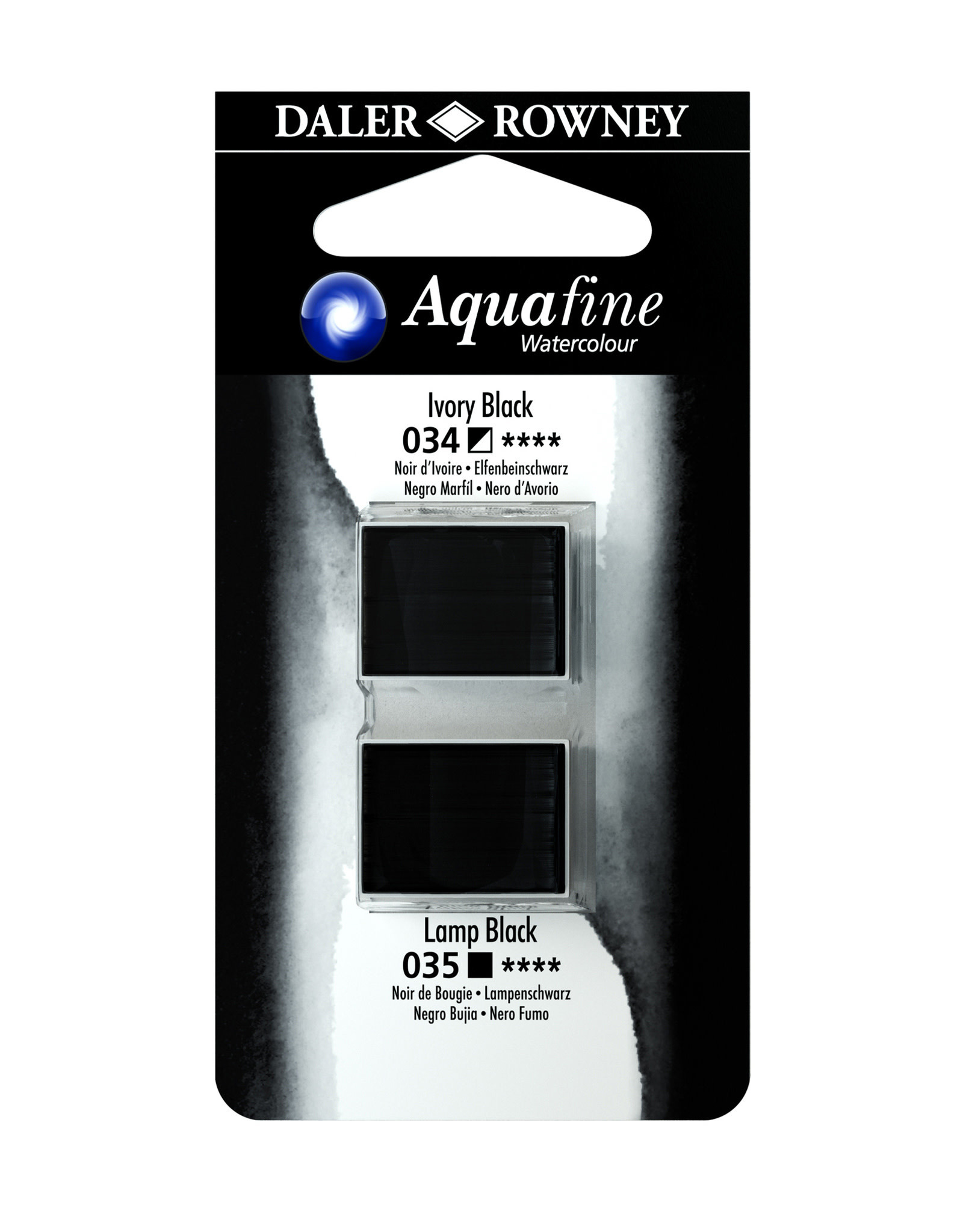 Aquafine Watercolor Half Pans, Ivory Black/Lamp Black