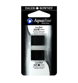 Daler-Rowney Aquafine Watercolor Half Pans, Ivory Black/Lamp Black