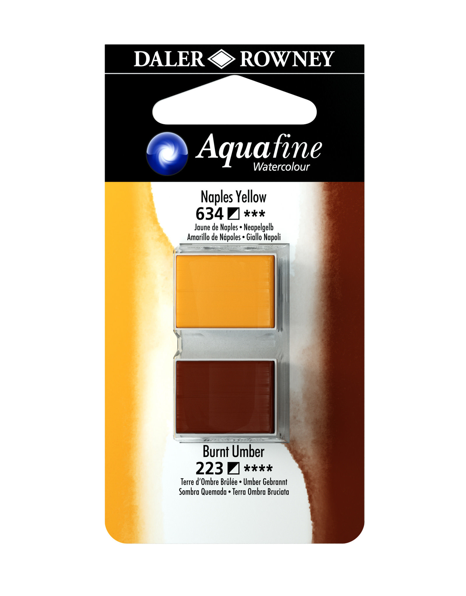 Aquafine Watercolor Half Pans, Naples Yellow/Burnt Umber