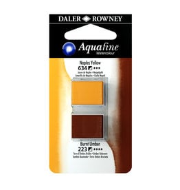 Daler-Rowney Aquafine Watercolor Half Pans, Naples Yellow/Burnt Umber