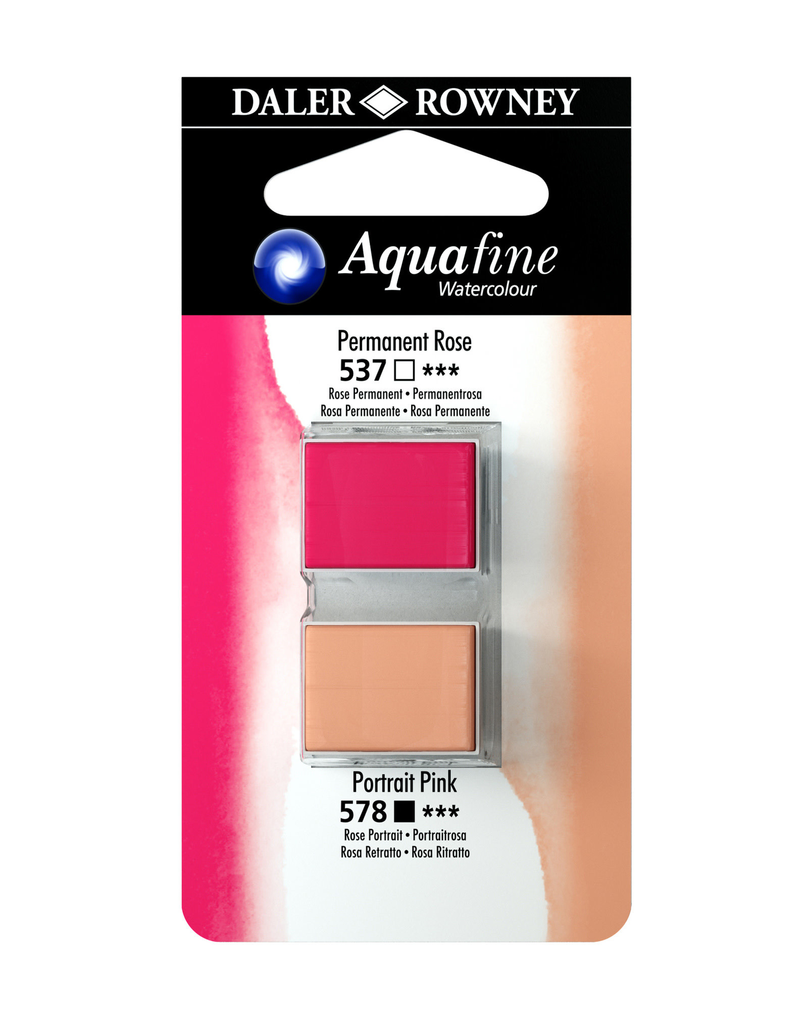 Daler-Rowney Aquafine Watercolor Half Pans, Permanent Rose/Peach Pink
