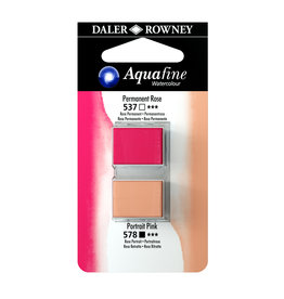Daler-Rowney Aquafine Watercolor Half Pans, Permanent Rose/Peach Pink