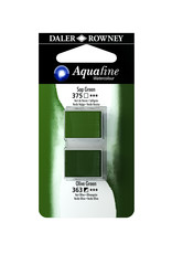 Daler-Rowney Aquafine Watercolor Half Pans, Sap Green/Olive Green