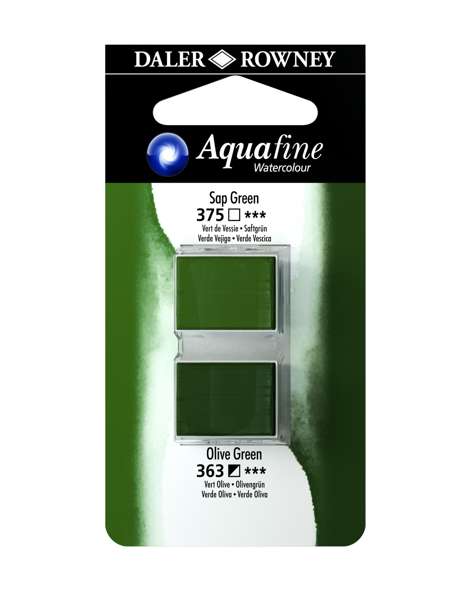 Daler-Rowney Aquafine Watercolor Half Pans, Sap Green/Olive Green