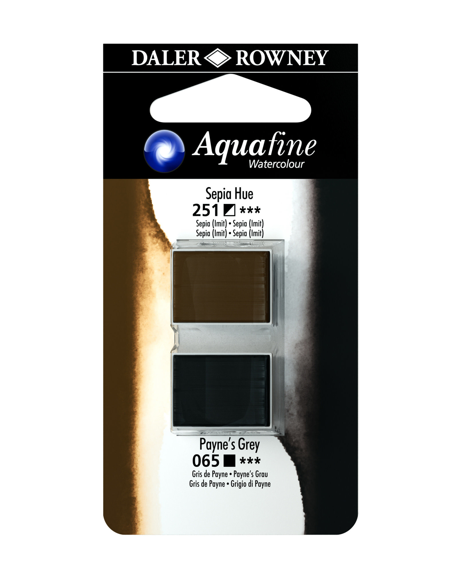 Aquafine Watercolor Half Pans, Sepia Hue/Payne’s Grey