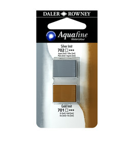 Daler-Rowney Aquafine Watercolor Half Pans, Silver Imit/Gold Imit