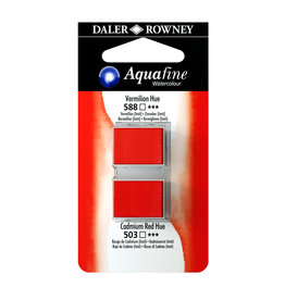 Daler-Rowney Aquafine Watercolor Half Pans, Vermillion Hue/Cadmium Red Hue