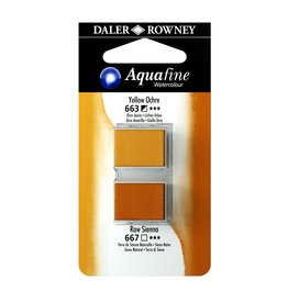 Daler-Rowney Aquafine Watercolor Half Pans, Yellow Ochre/Raw Sienna