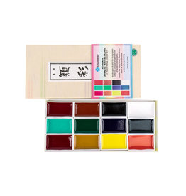 YASUTOMO Yasutomo Traditional Japanese Gansai Watercolors, Set of 12