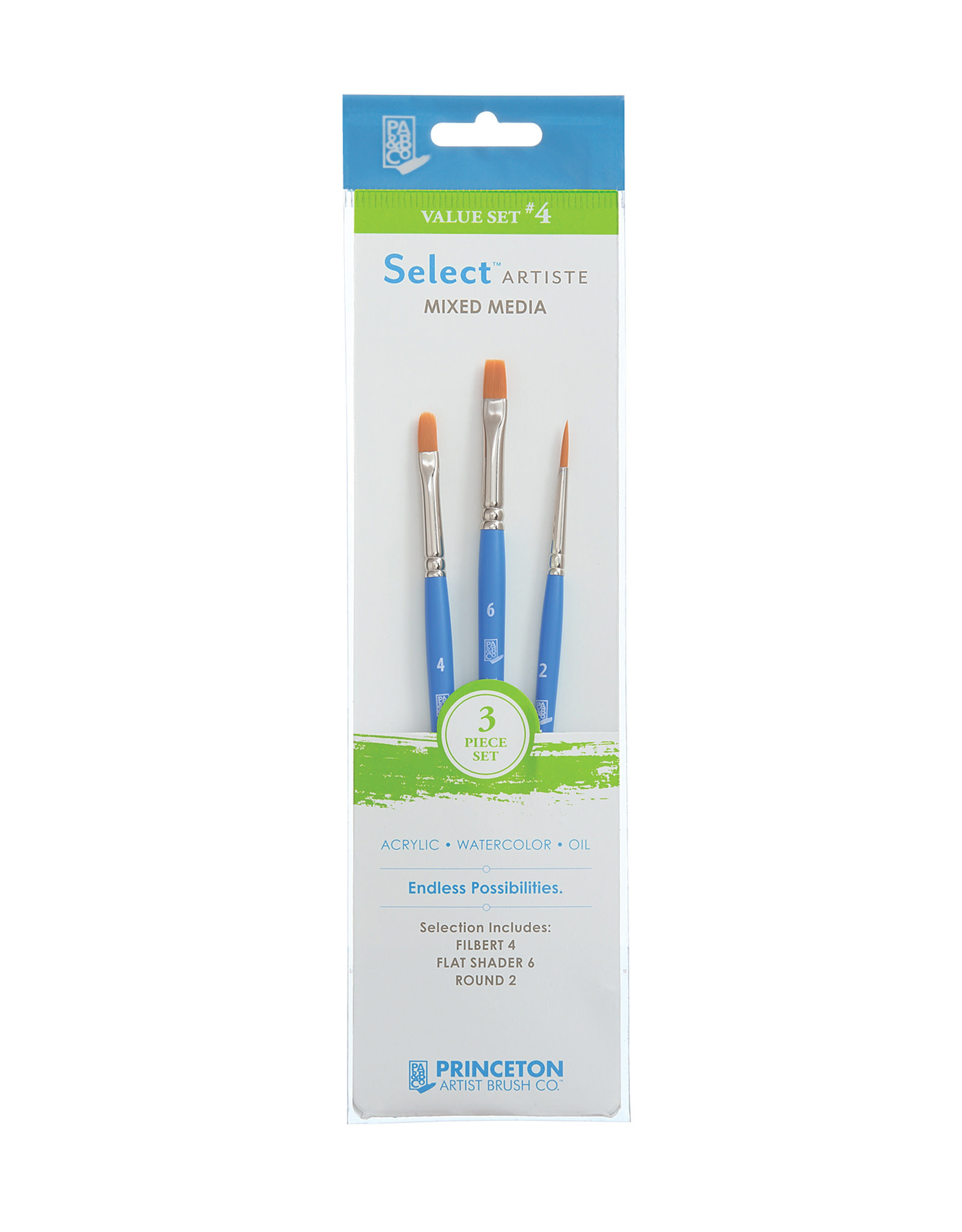Princeton Select Value Set #4- Filbert 4, Flat Shader 6, Round 2 - The Art  Store/Commercial Art Supply