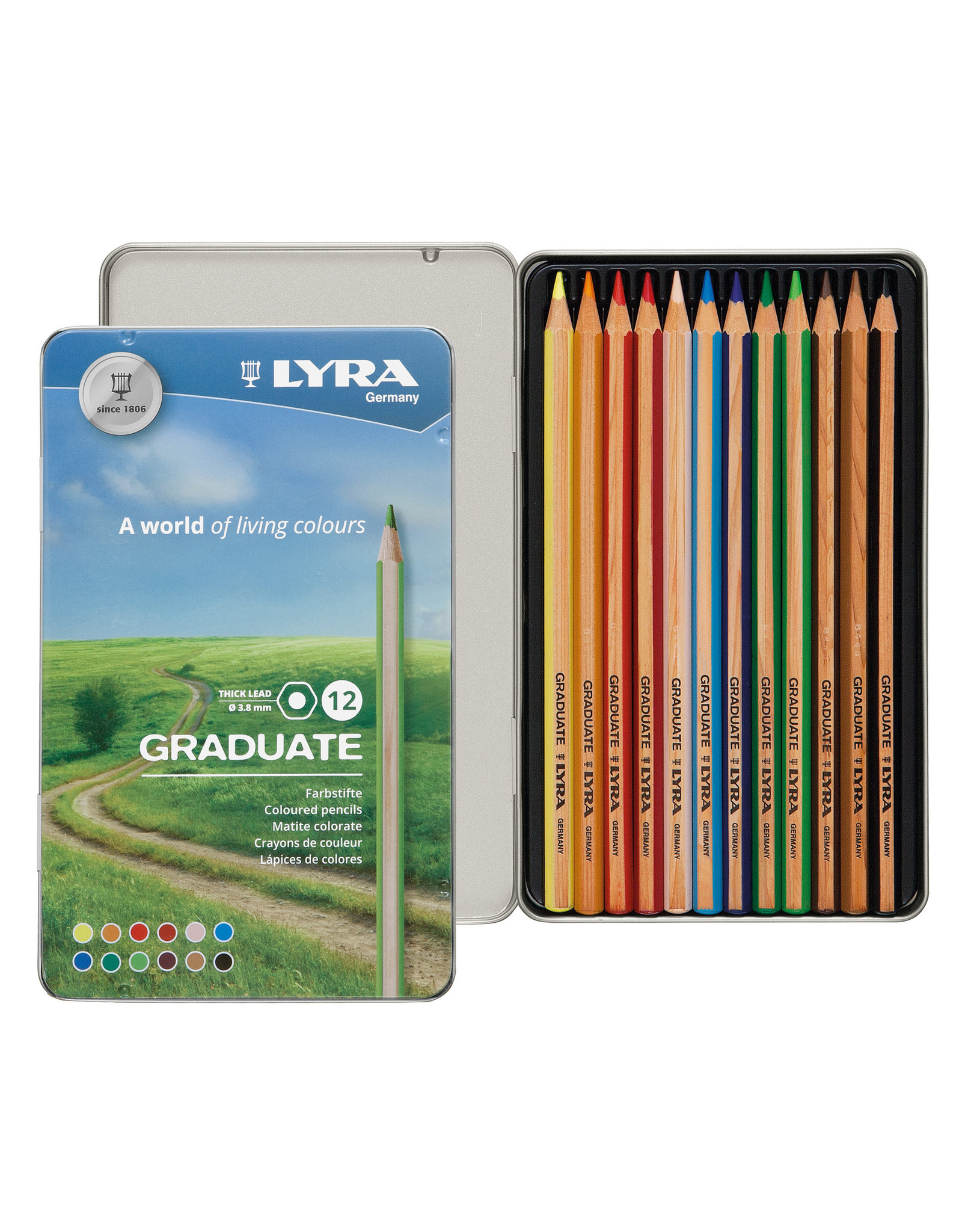 LYRA Lyra Graduate Colored Pencils, Tin Set of 12