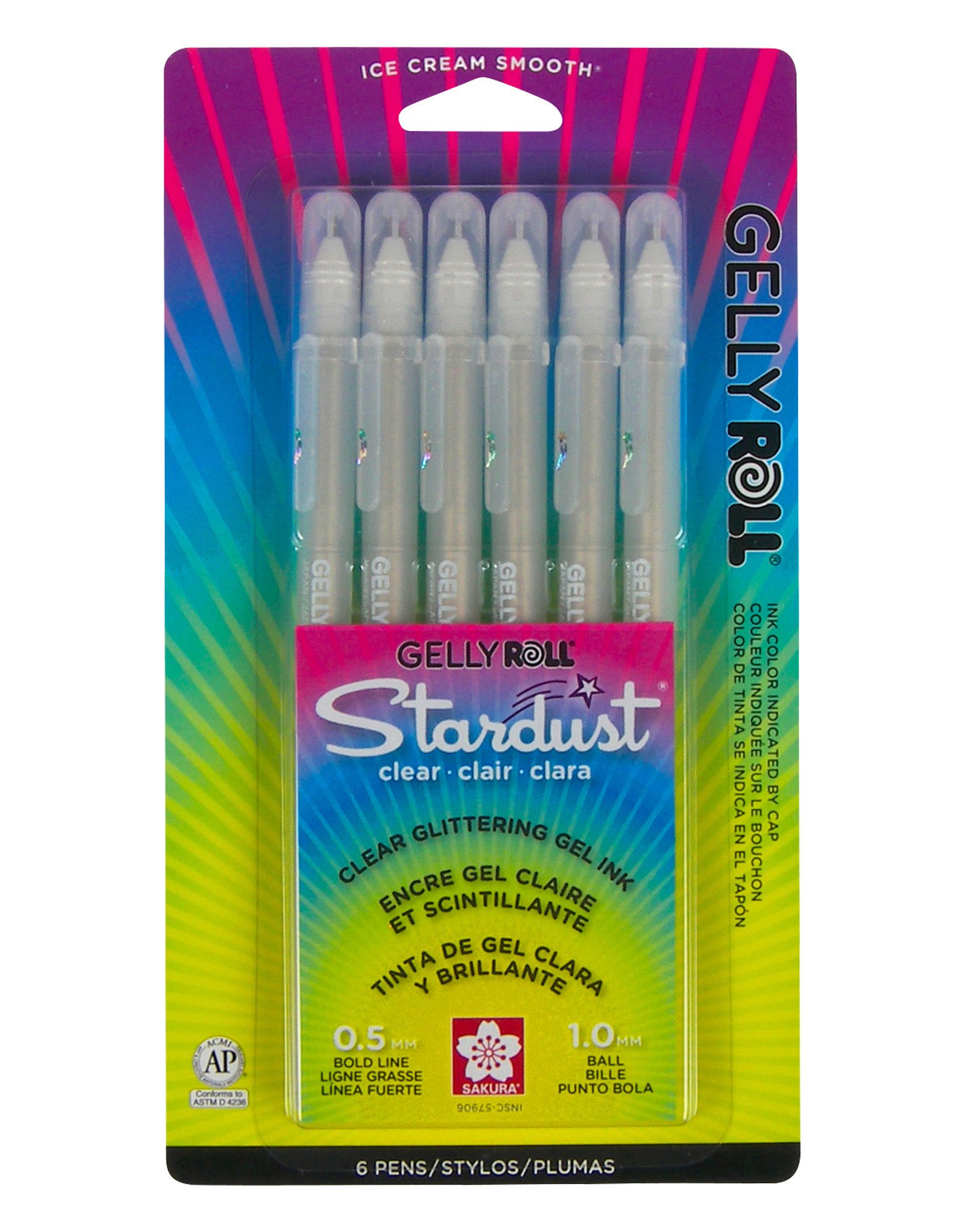 Sakura Gelly Roll Stardust 6 Pk Clear - The Art Store/Commercial Art Supply