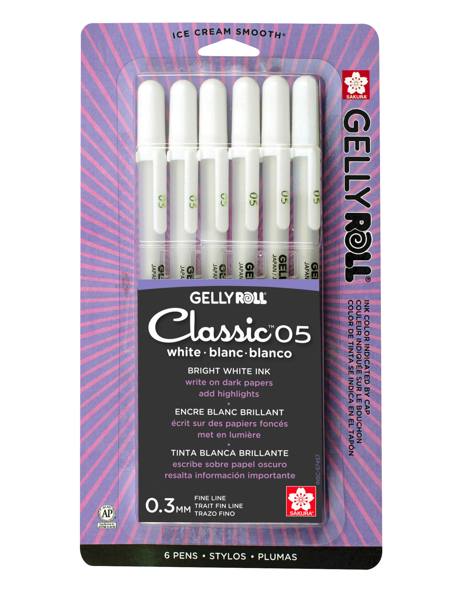Fine (05) White Gelly Roll Pens (3)