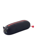 ITOYA Lying Down Zipper Pouch, Black Cat