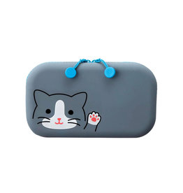 ITOYA Stationery Zipper Pouch, Gray Cat