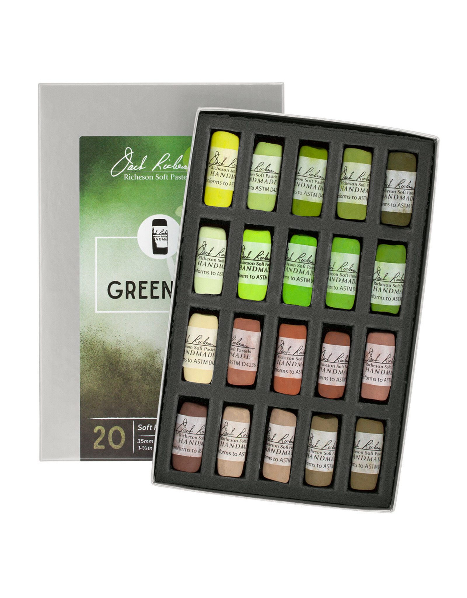 Jack Richeson Jack Richeson Hand Rolled Pastels Set of 20 (Greenery)