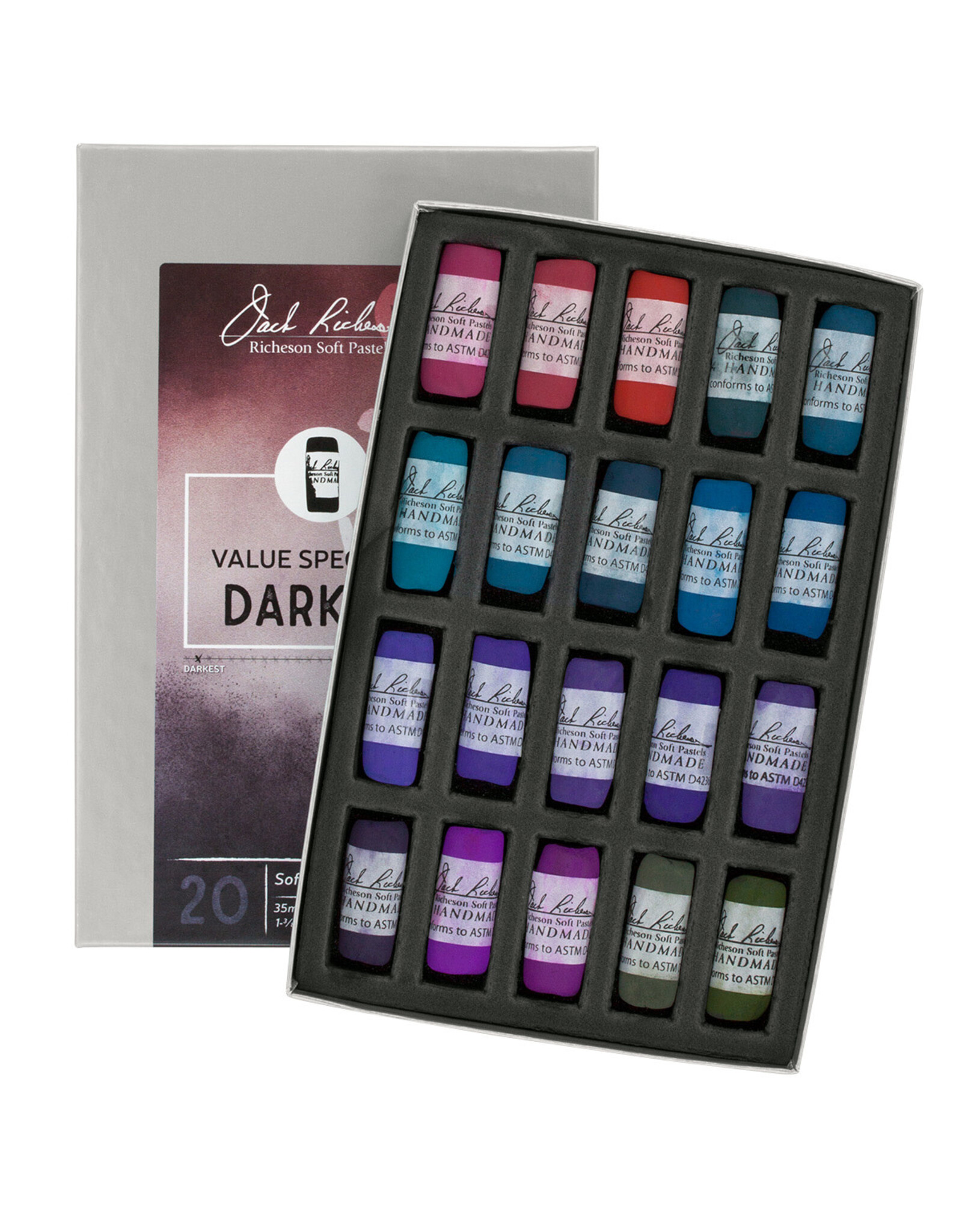 Jack Richeson Jack Richeson Hand Rolled Pastels Set of 20 (Dark Value 2)