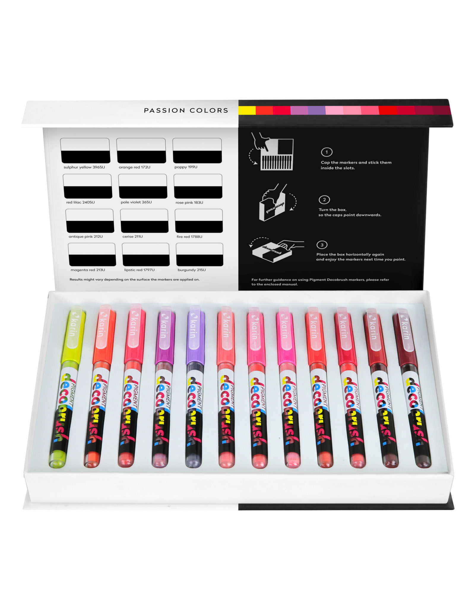 Karin Pigment DecoBrush Markers, Passion Set of 12