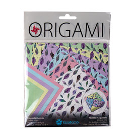 YASUTOMO Yasutomo Origami Paper, Watercolor Leaves Patterns, 24 Sheets