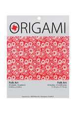 YASUTOMO Yasutomo Origami Paper, Folk Art Patterns, 40 Sheets, 4 5/8” Square