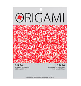 YASUTOMO Yasutomo Origami Paper, Folk Art Patterns, 40 Sheets, 4 5/8” Square