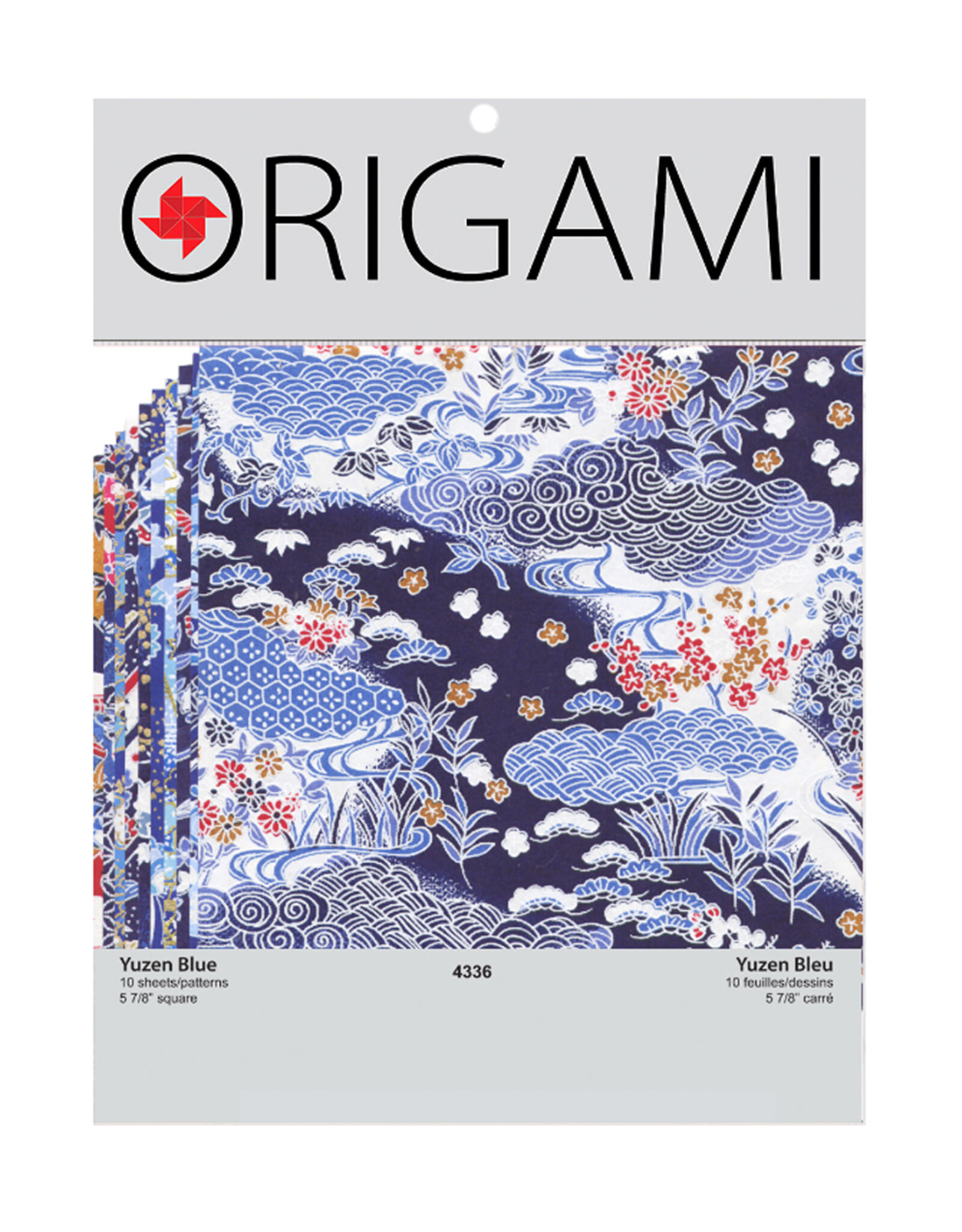 YASUTOMO Yasutomo Origami Paper, Authentic Yuzen Blue Patterns, 10 Sheets
