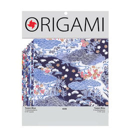 YASUTOMO Yasutomo Origami Paper, Authentic Yuzen Blue Patterns, 10 Sheets