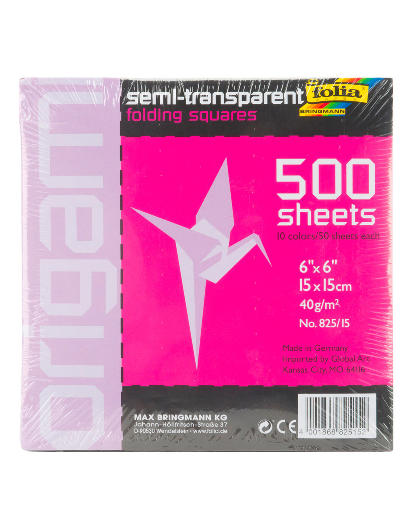 SPEEDBALL ART PRODUCTS Folia Transparent Origami Assorted Bulk, 6'' X 6'' 500 Sheets