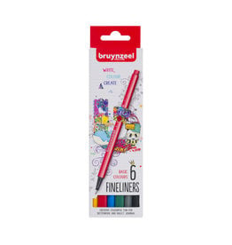 Royal Talens Bruynzeel Fineliner Markers, Basic Set of 6