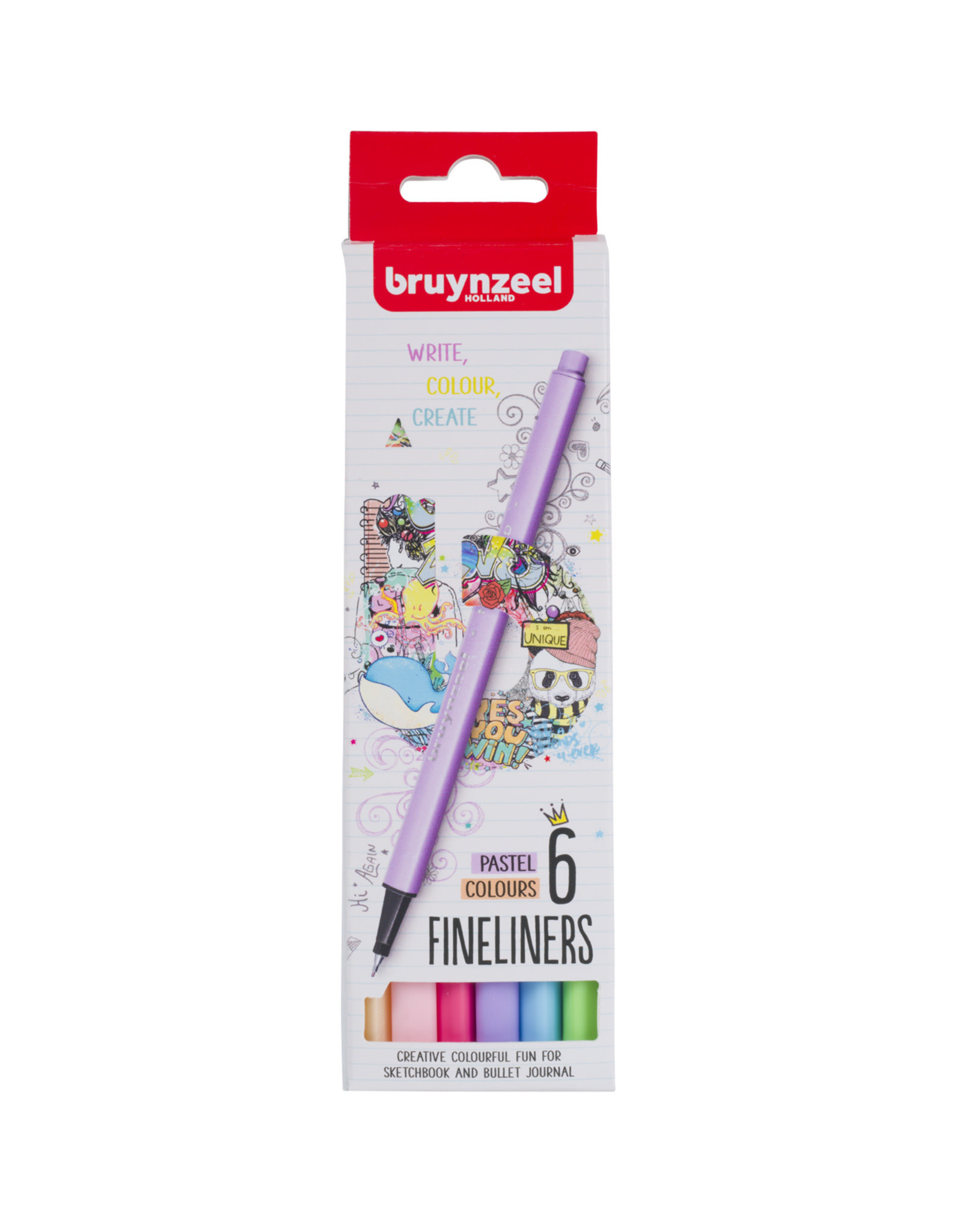 Royal Talens Bruynzeel Fineliner Markers, Pastel Set of 6