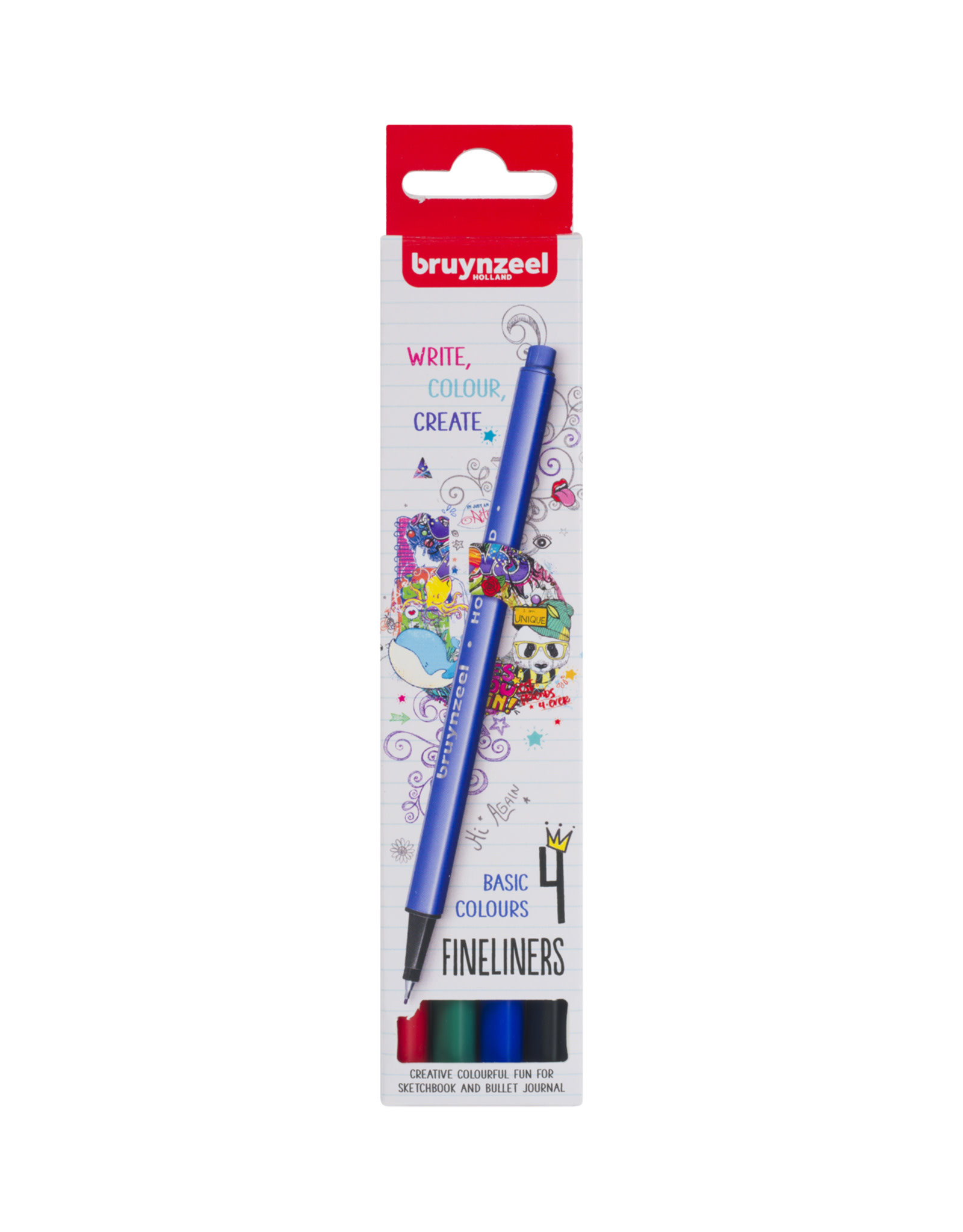 Royal Talens Bruynzeel Fineliner Markers, Set of 4