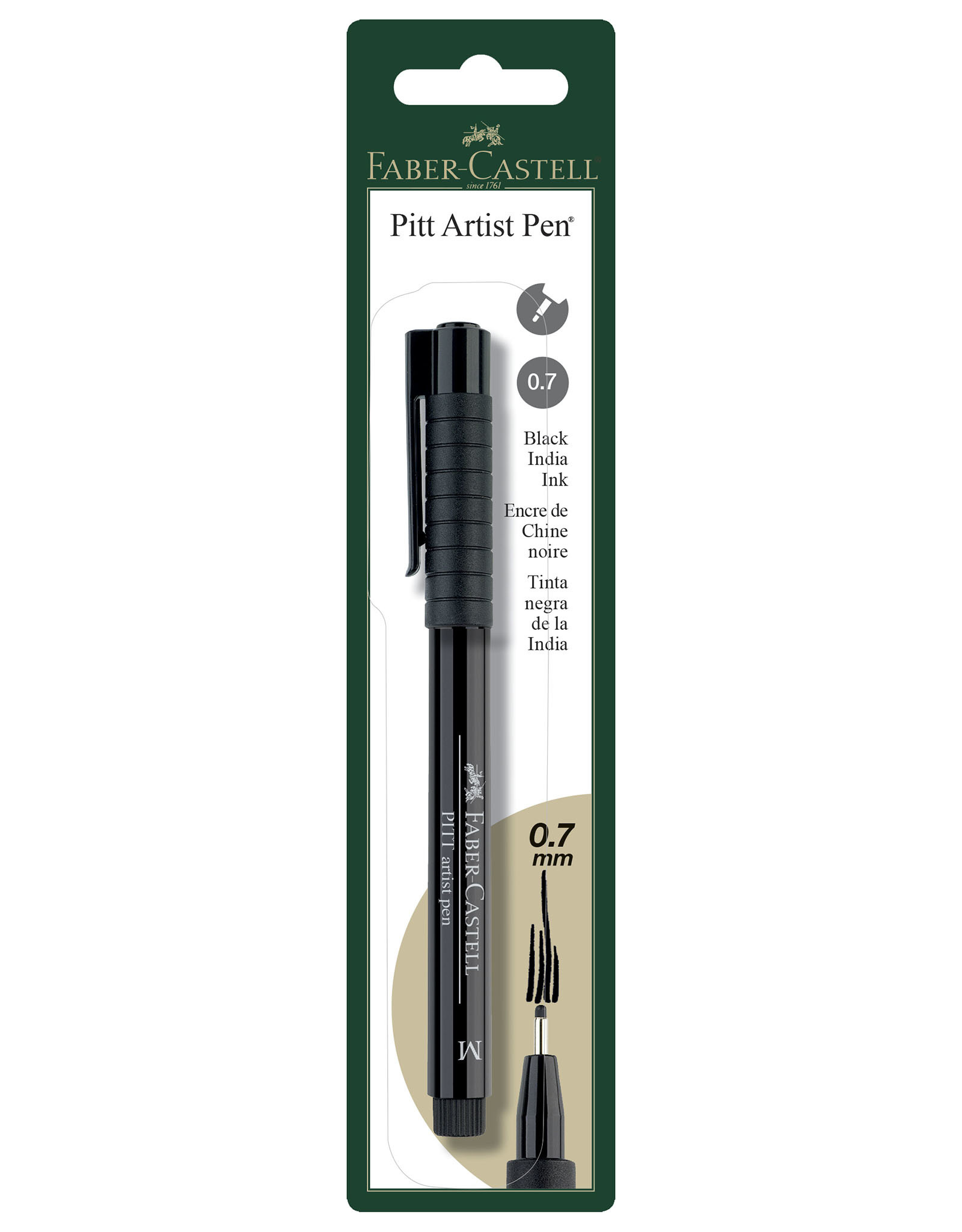 FABER-CASTELL Pitt Artist Pen, Medium, Black, Carded