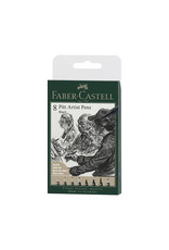 FABER-CASTELL Faber-Castell 8ct Black Wallet Assorted Nibs