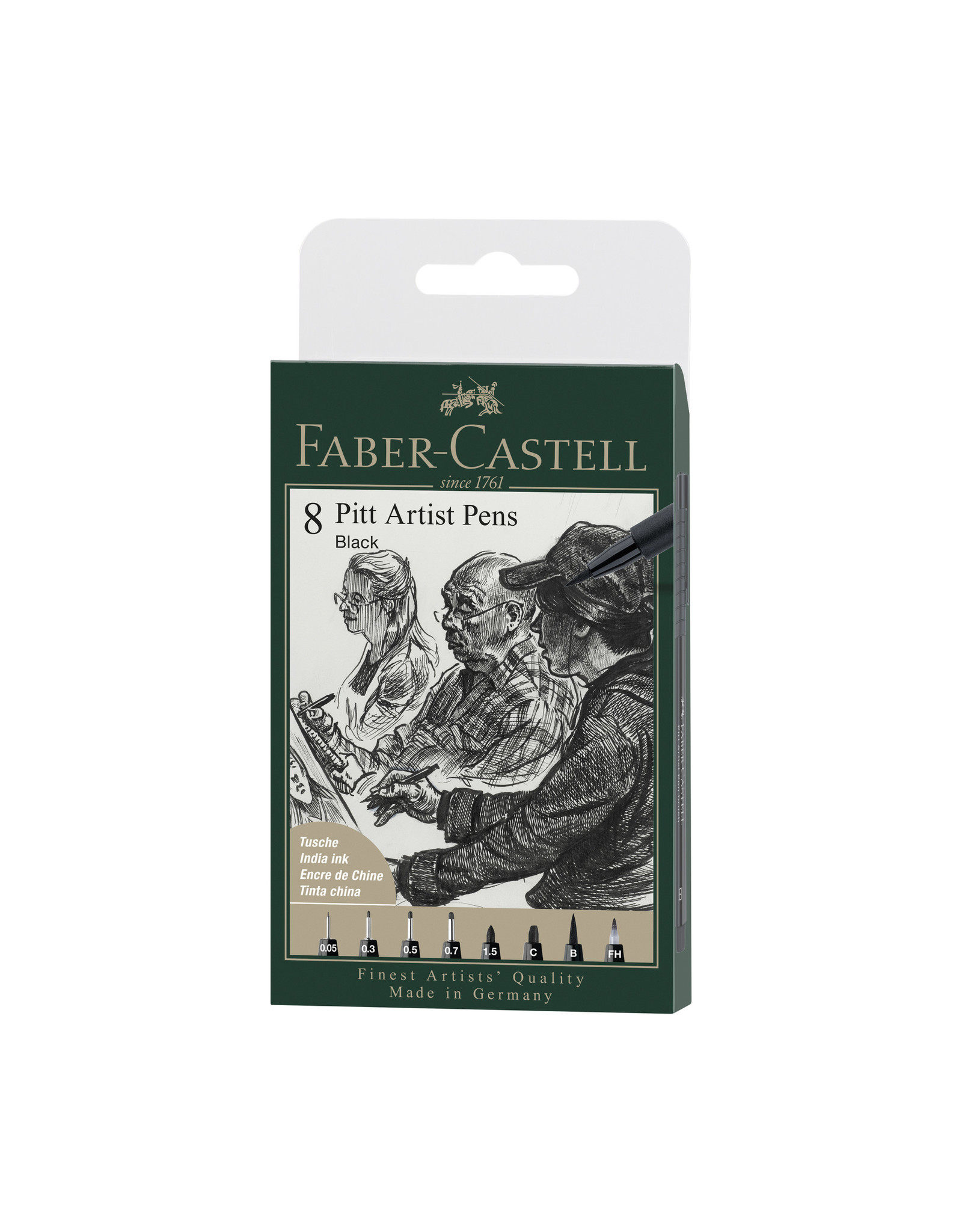 FABER-CASTELL Faber-Castell 8ct Black Wallet Assorted Nibs
