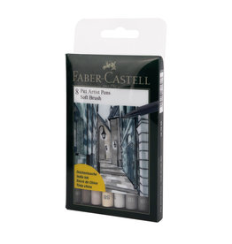 FABER-CASTELL Pitt Artist Pen Set of 8 Brush Tip Pens, Shades of Grey