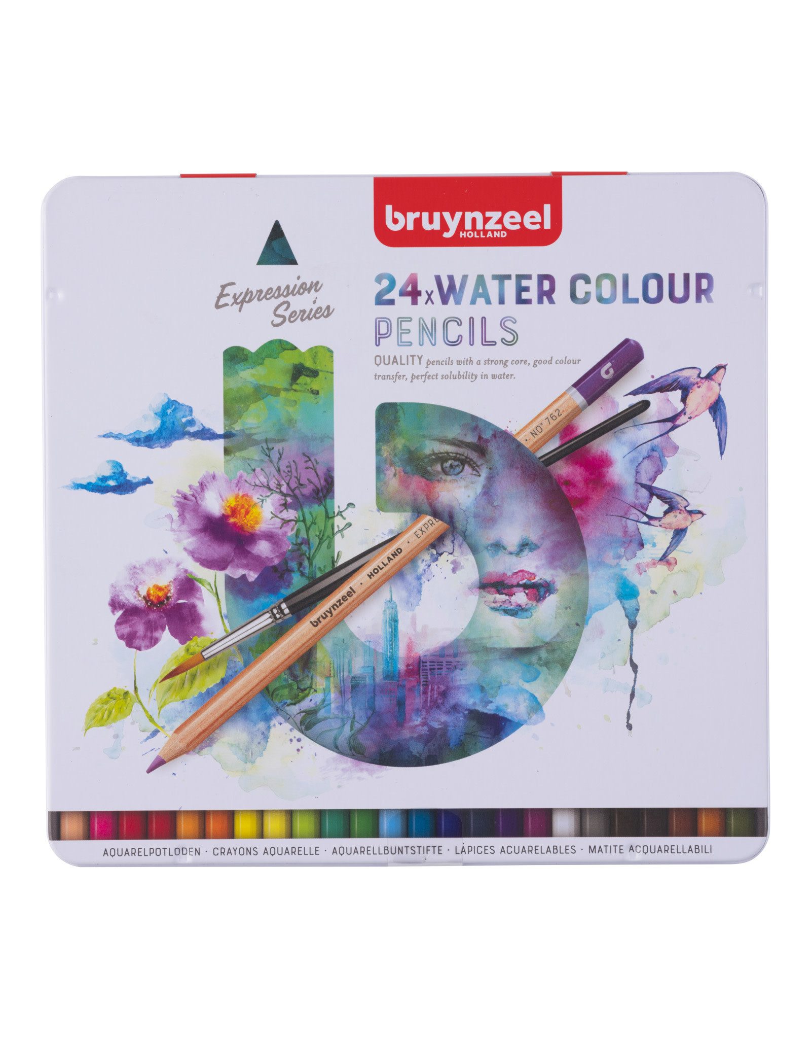 Royal Talens Bruynzeel Expression Watercolour Pencils, Tin Set of 24