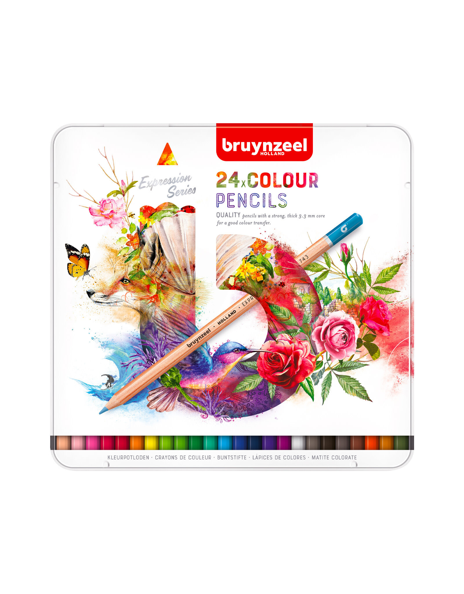 Royal Talens Bruynzeel Expression Coloured Pencils, Tin Set of 24
