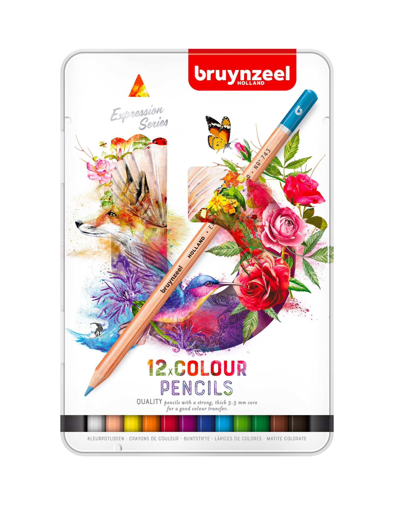 Royal Talens Bruynzeel Expression Coloured Pencils, Tin Set of 12