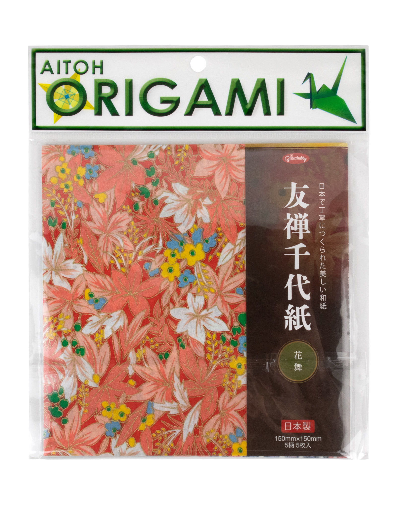 AITOH Aitoh Origami Paper, Yuzen Delicate Florals, 5 Sheets