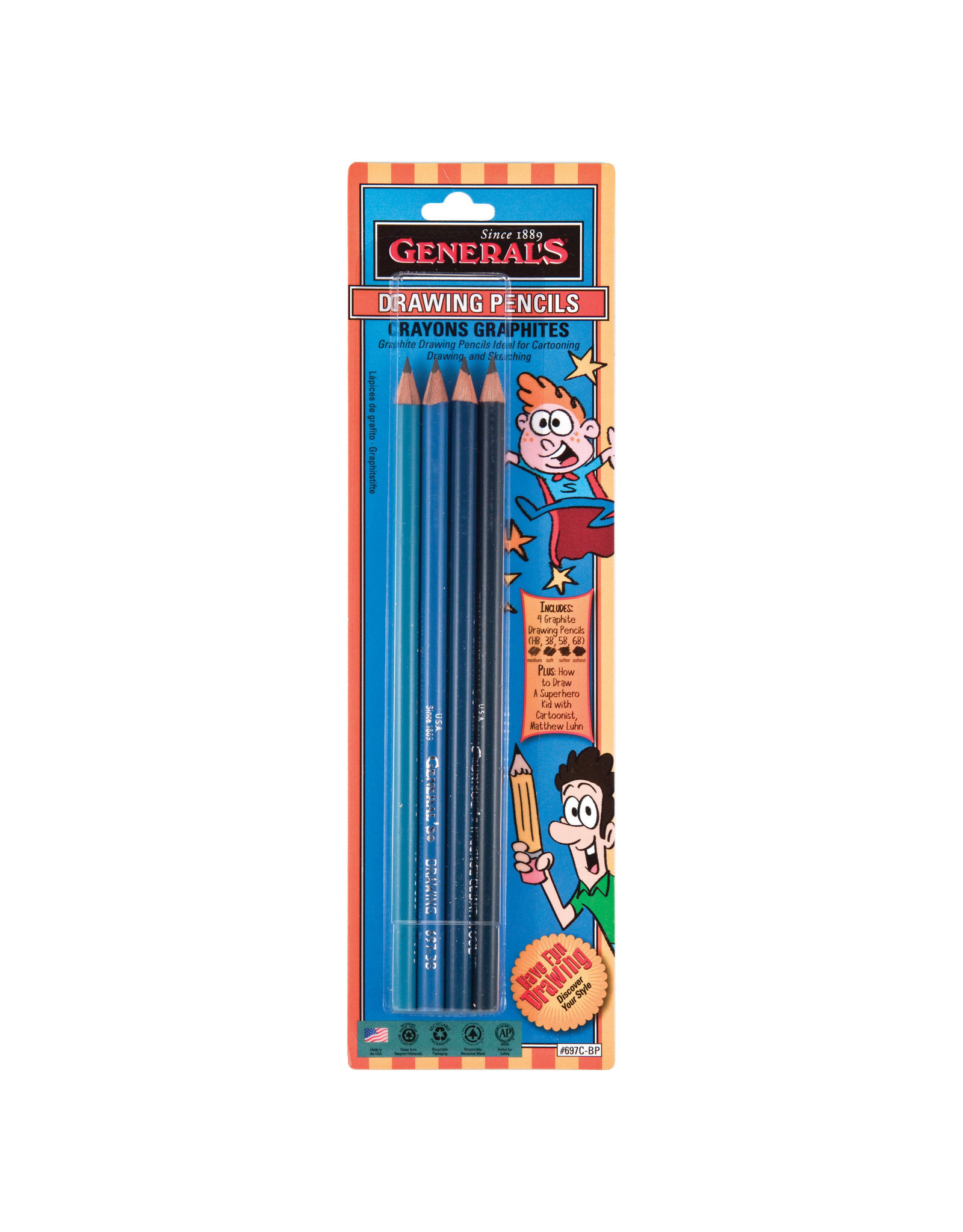 General Pencil General Pencil Graphite Drawing Pencils Set, Black Assorted Tip