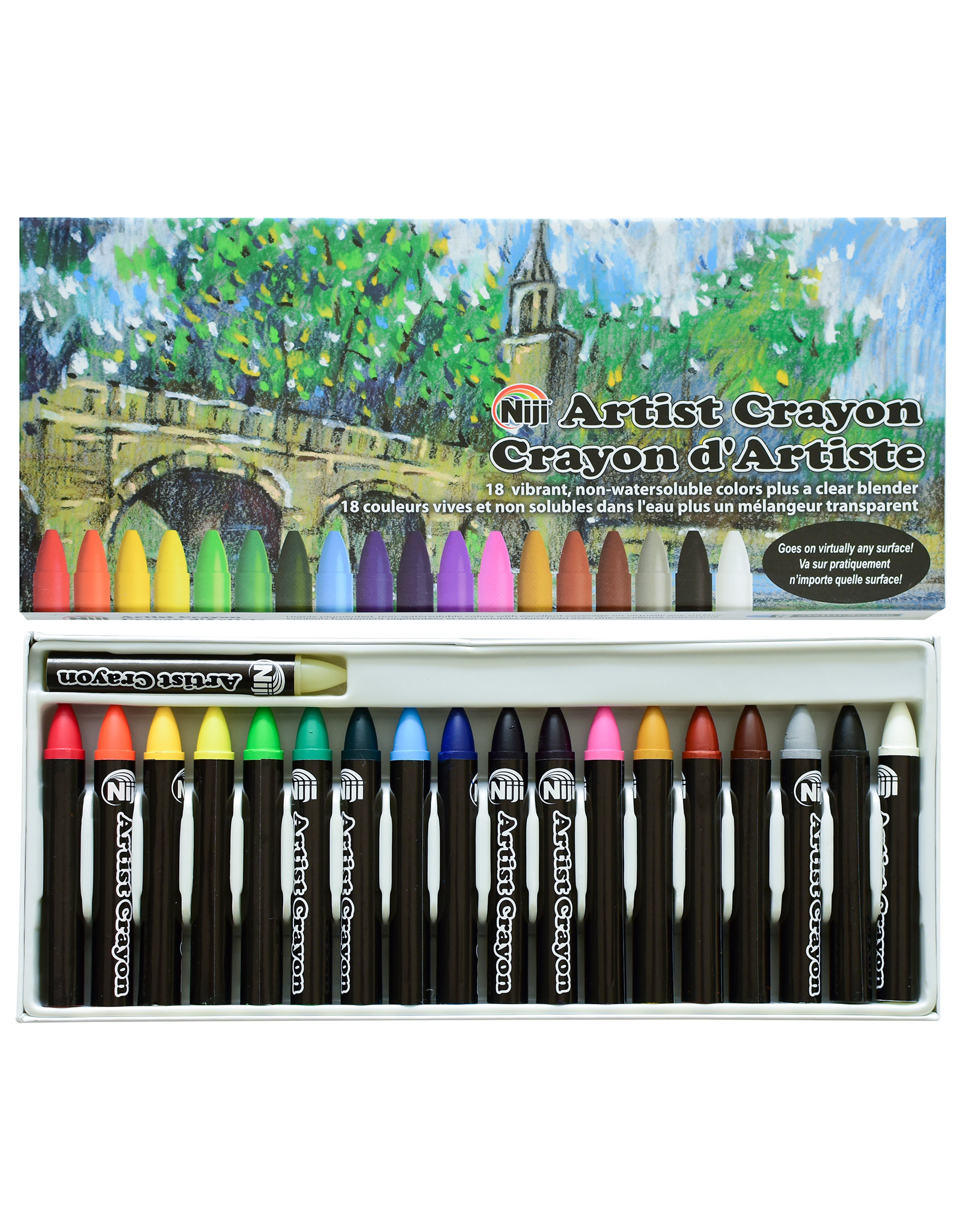 YASUTOMO Yasutomo Niji Wax Artist Crayons, Set of 18