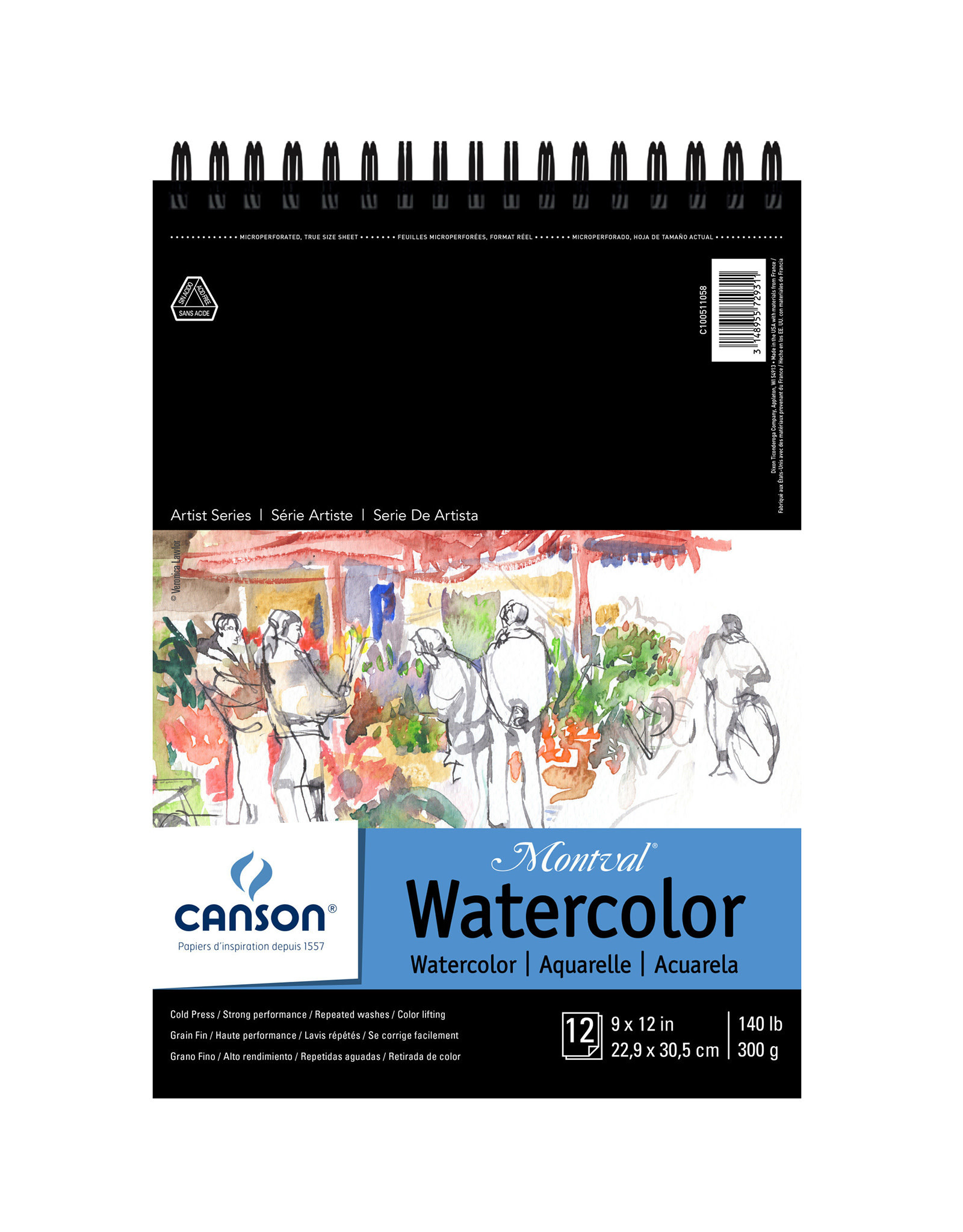 Watercolor Pad: 12 sheets 9x12 acid-free watercolor paper